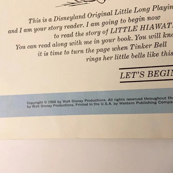 Vintage 1968 Disney Little  Hiawatha 7 Inch Record and Book - Picture 6 of 14